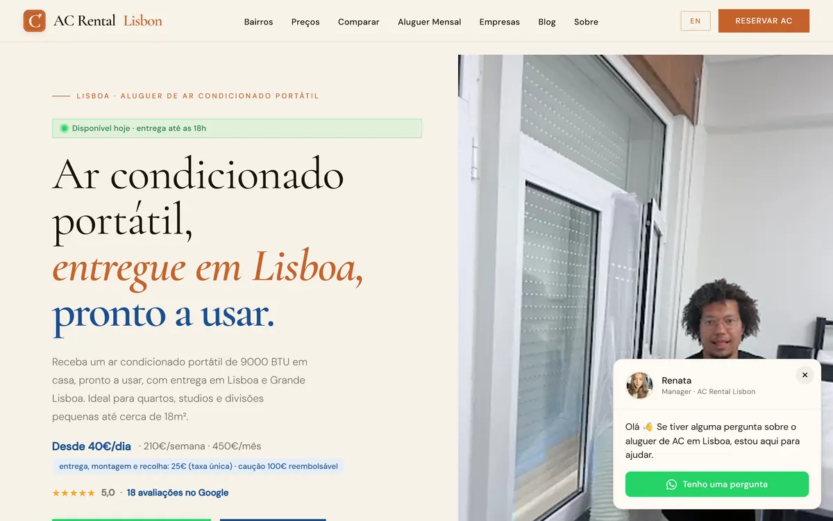 Schermafbeelding van de website acrentallisbon.pt