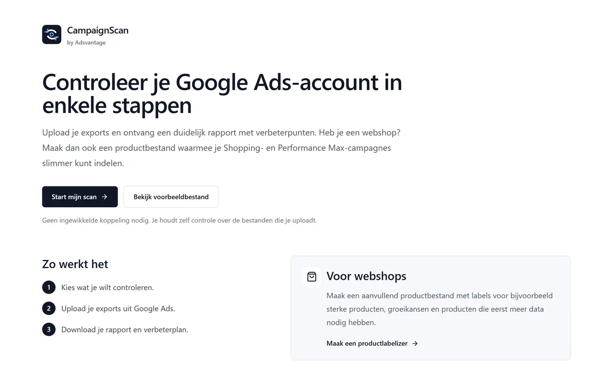 Schermafbeelding van de website campaignscan.nl