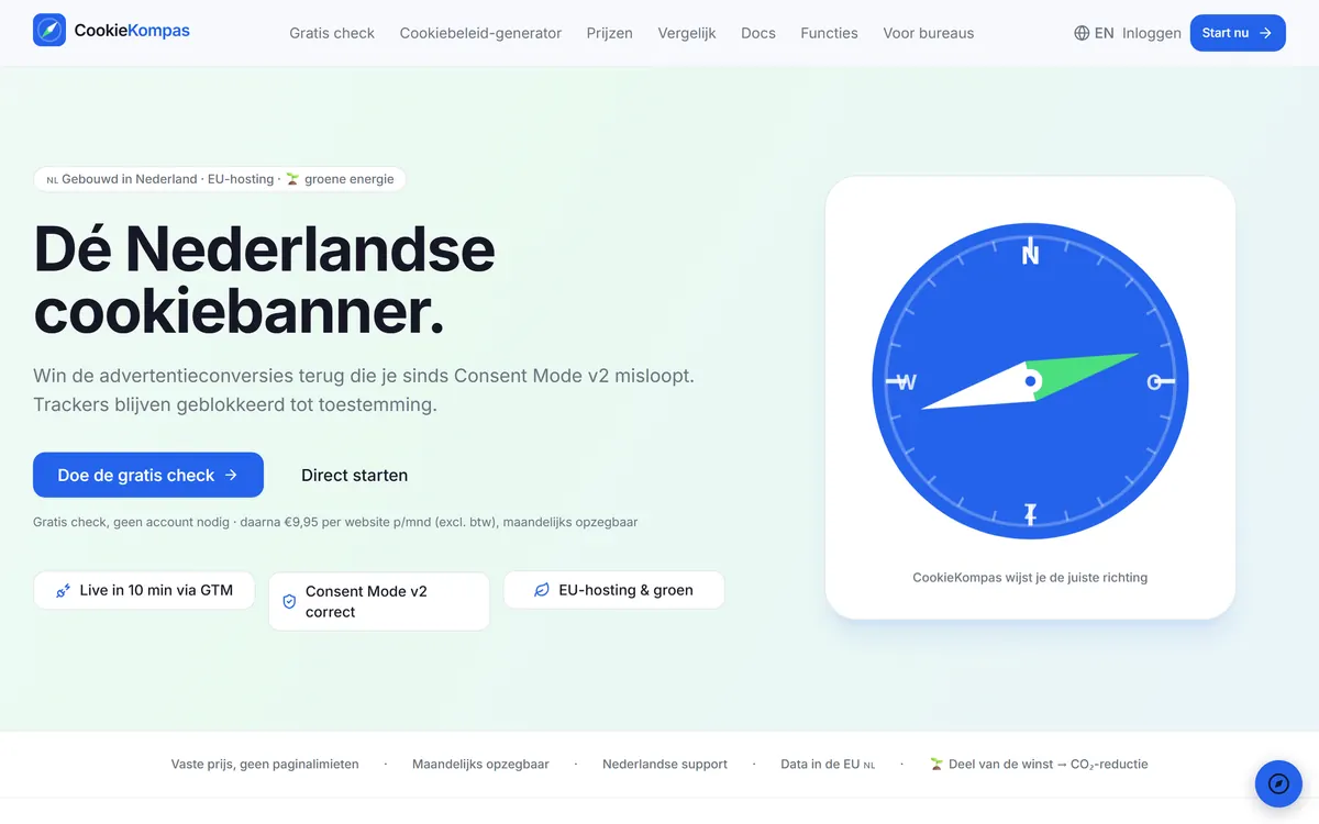 Schermafbeelding van de website cookiekompas.nl