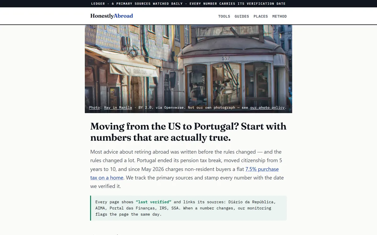 Schermafbeelding van de website honestlyabroad.com