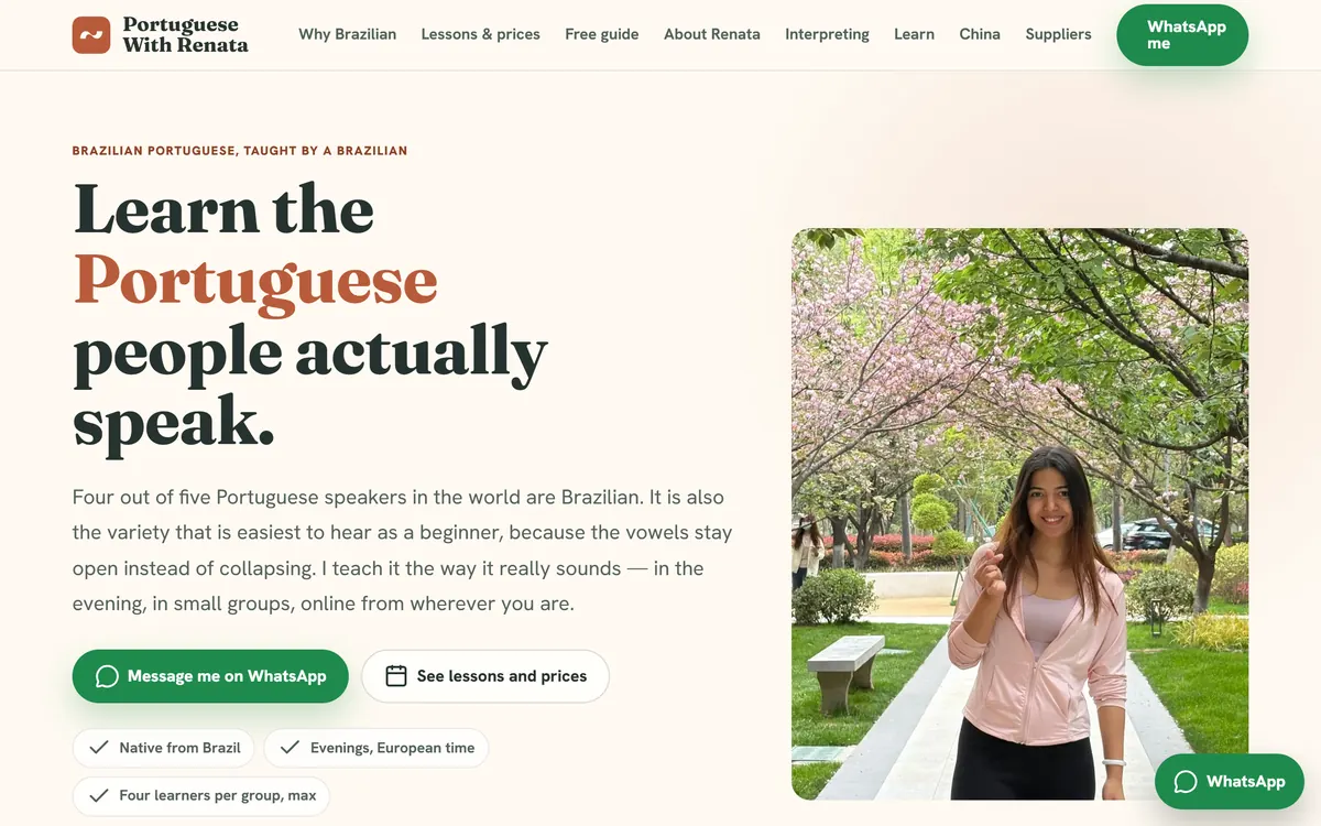 Schermafbeelding van de website portuguesewithrenata.com
