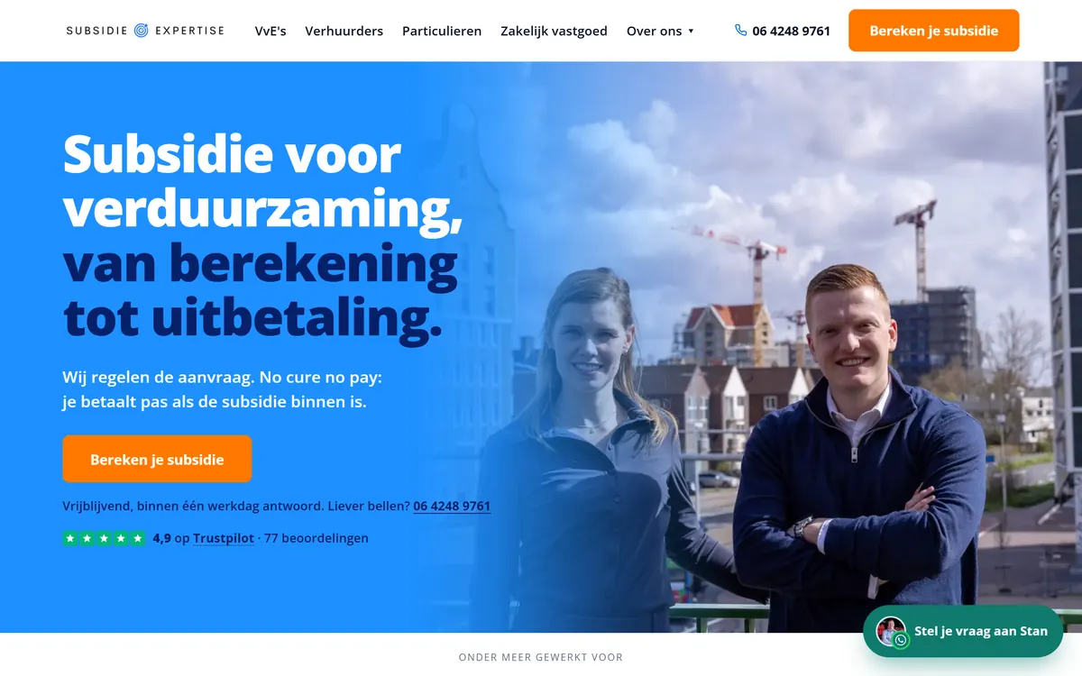 Schermafbeelding van de website subsidie-expertise.nl