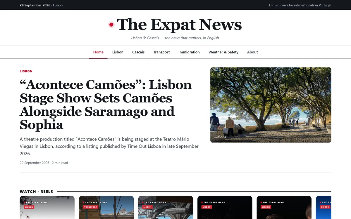 Schermafbeelding van de website theexpatnews.pt